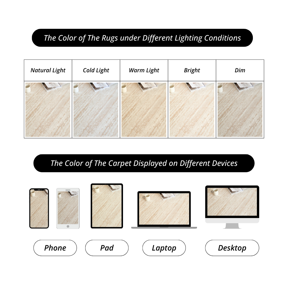 Orpheus Vintage Washable Rug color variations in natural, warm, and dim light.