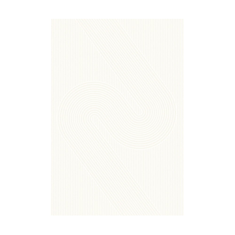 Serpentine Whisper modern rug with elegant curved line pattern in soft white tones