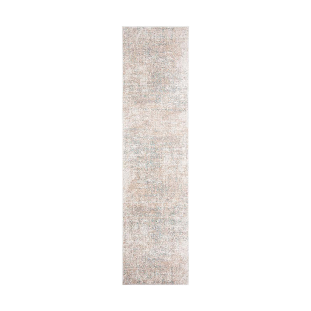 Harmonious Sunset Seren runner rug in soft neutrals with blue accents for modern decor.