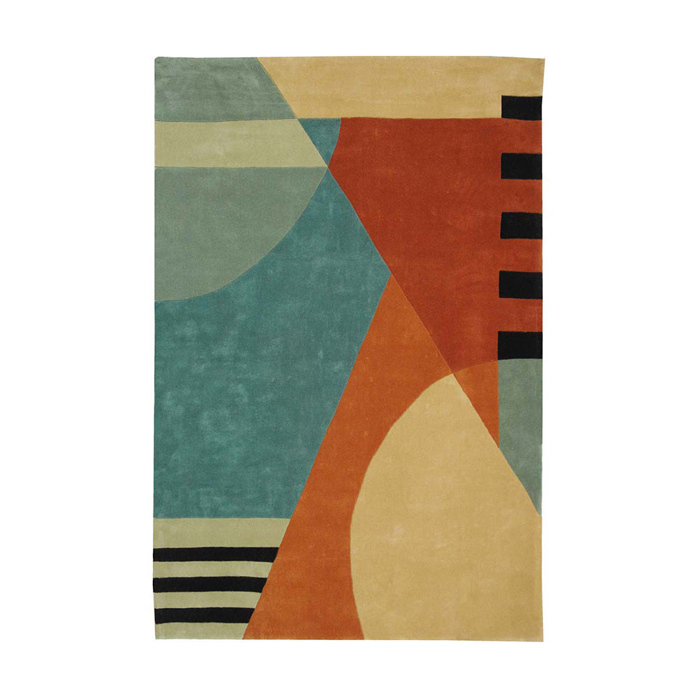 Velvet Reflection geometric rug in earthy tones, perfect for stylish home interiors.
