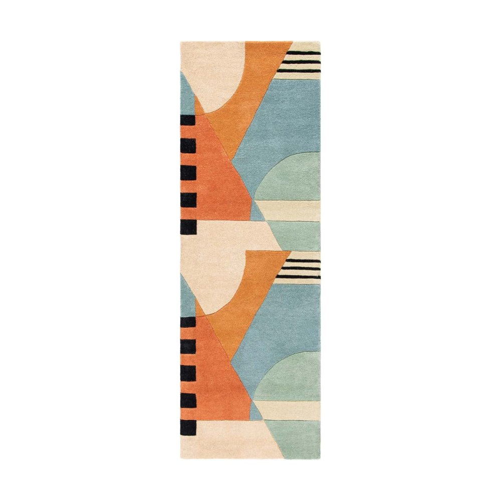 Colorful Velvet Reflection geometric rug runner for contemporary home decor.