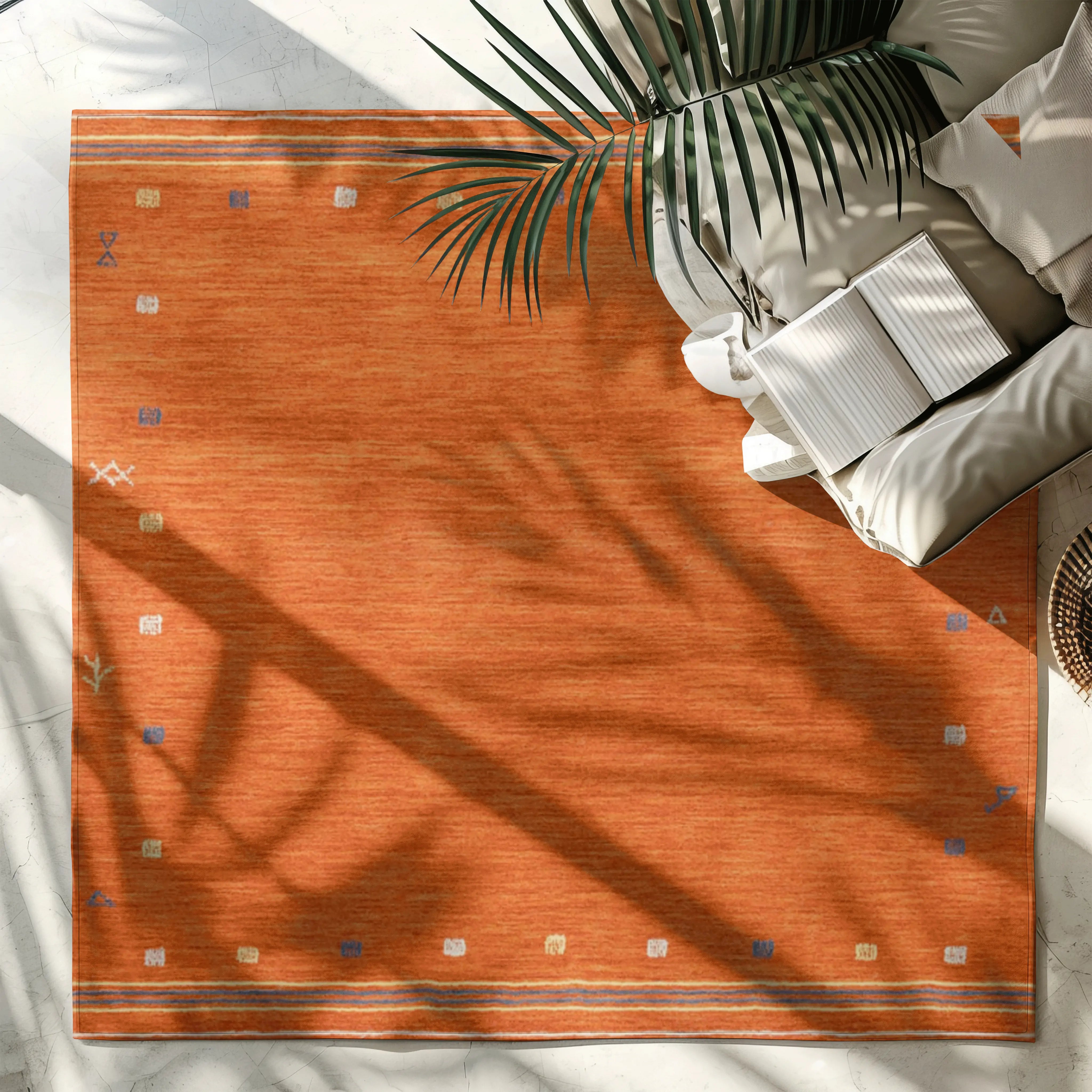 Stylish orange rug with subtle geometric design for modern interiors