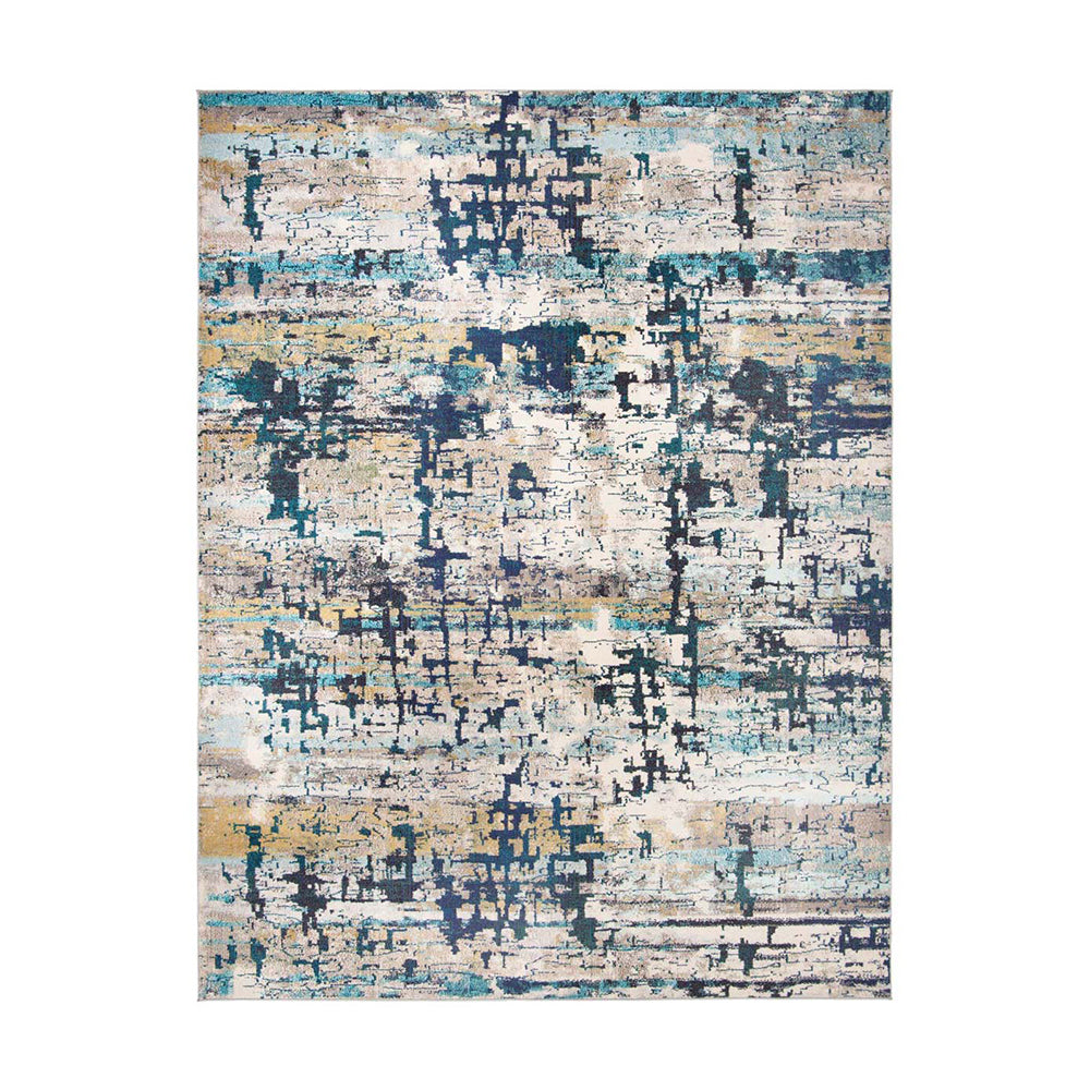 Mystic Lagoon Scandinavian rug with abstract blue and beige design