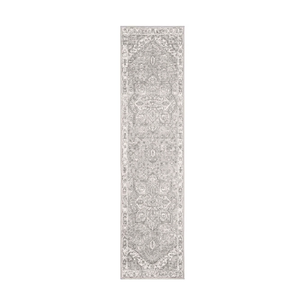 Elegant light gray vintage runner rug for stylish home decor.