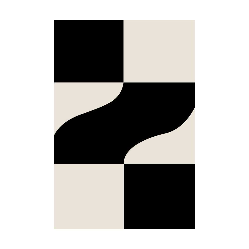 Modern abstract rug design in black and beige patterns