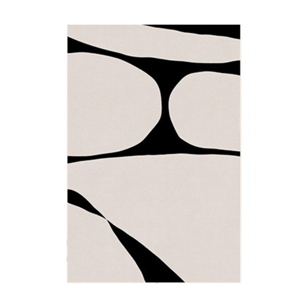 Tecton Geometric Washable Rug in black and beige design