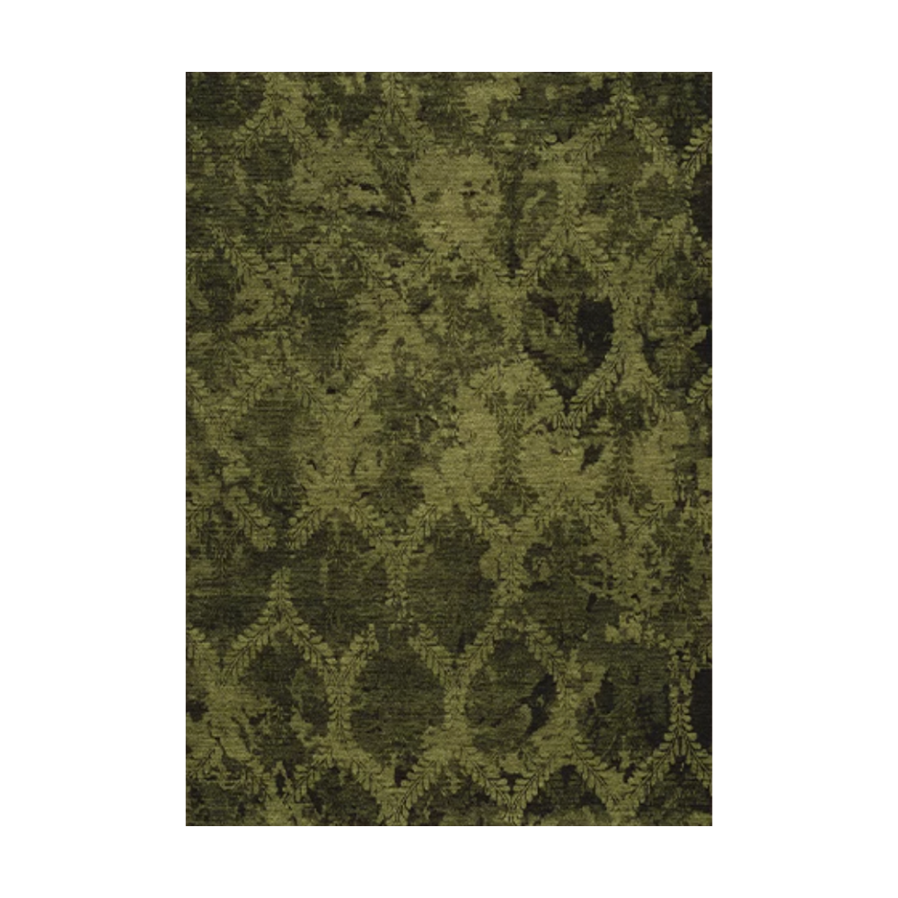 Isabeau botanical washable rug in green with textured pattern
