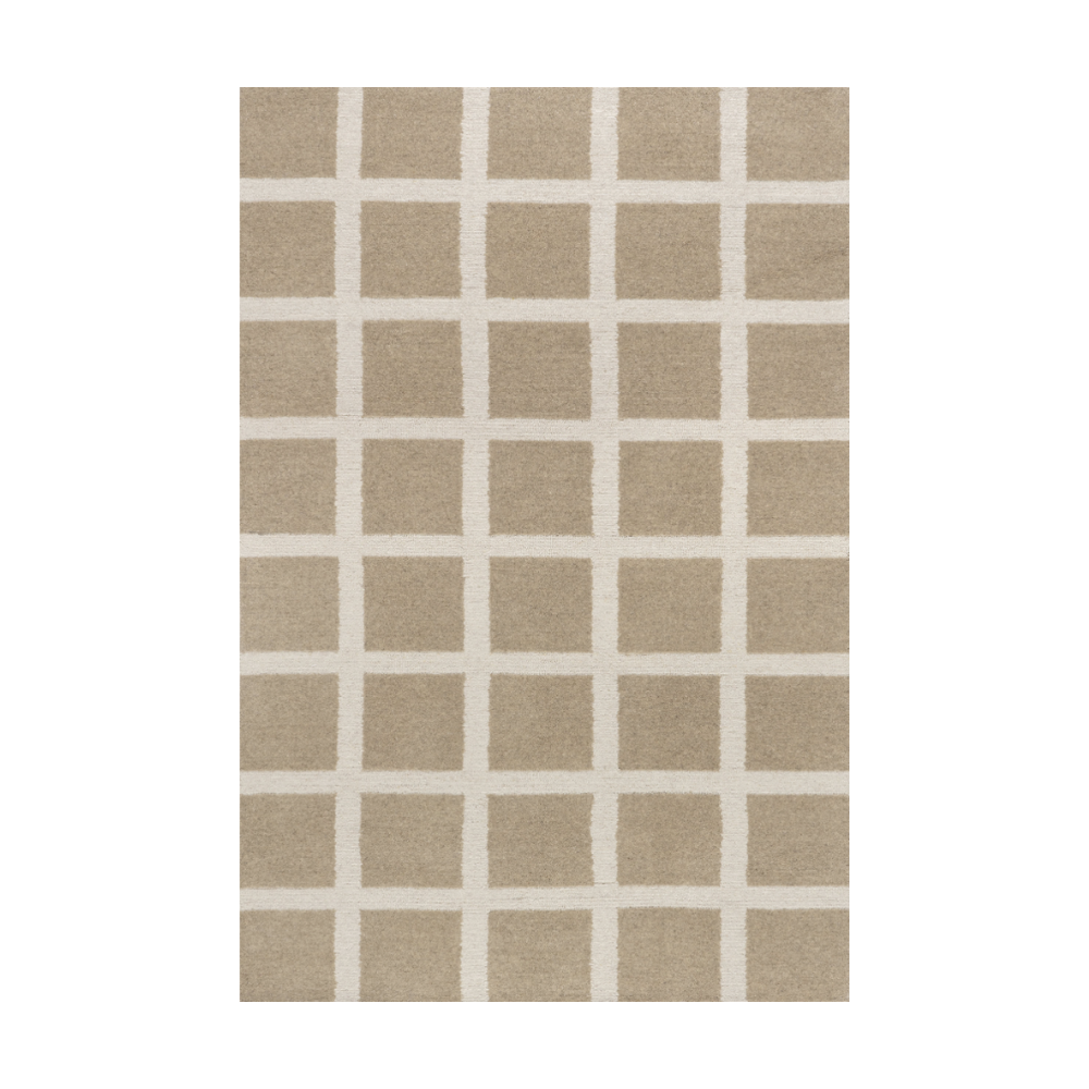 Lysander Checkered Washable Rug in beige grid design