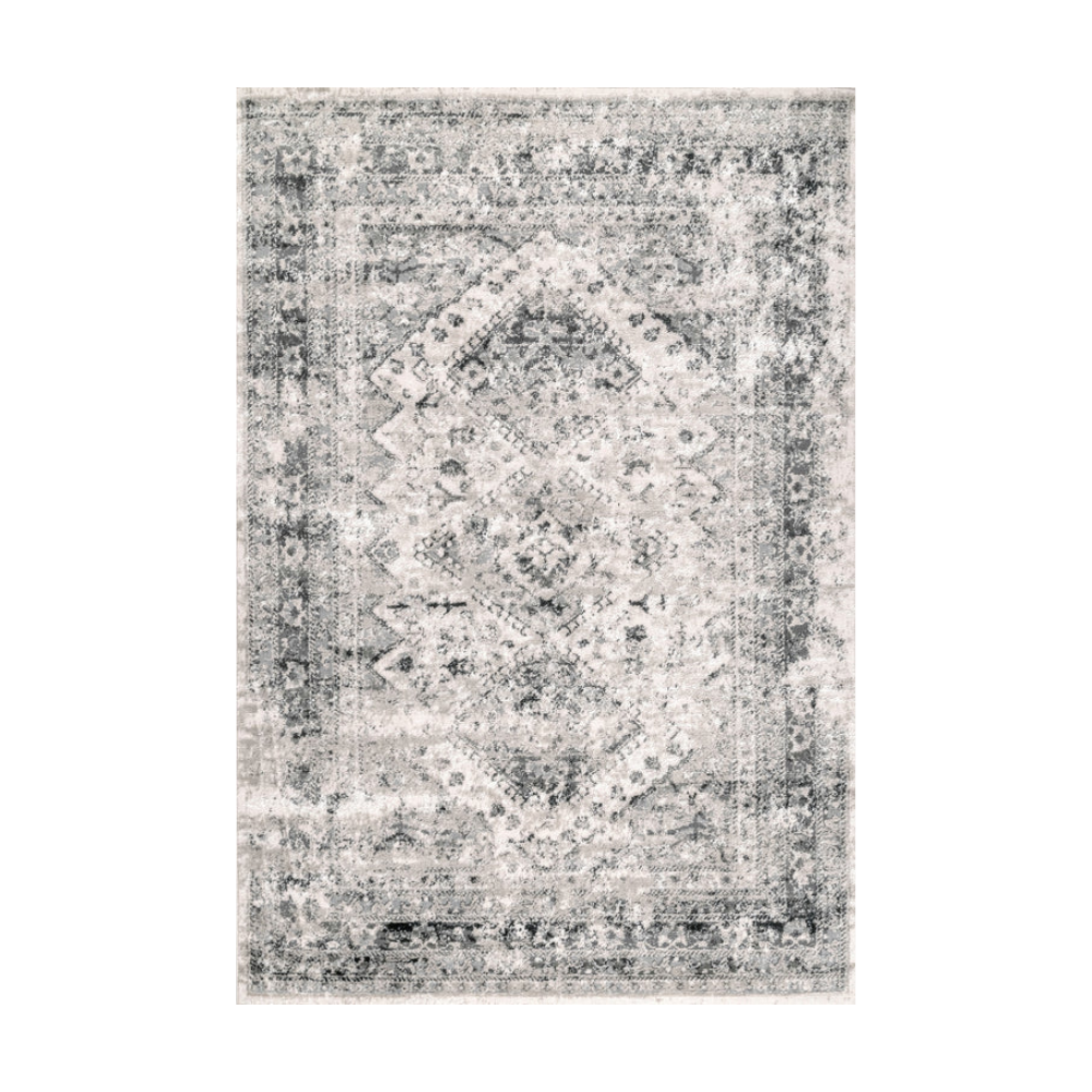 Felicity Persian washable rug in gray and cream geometric design