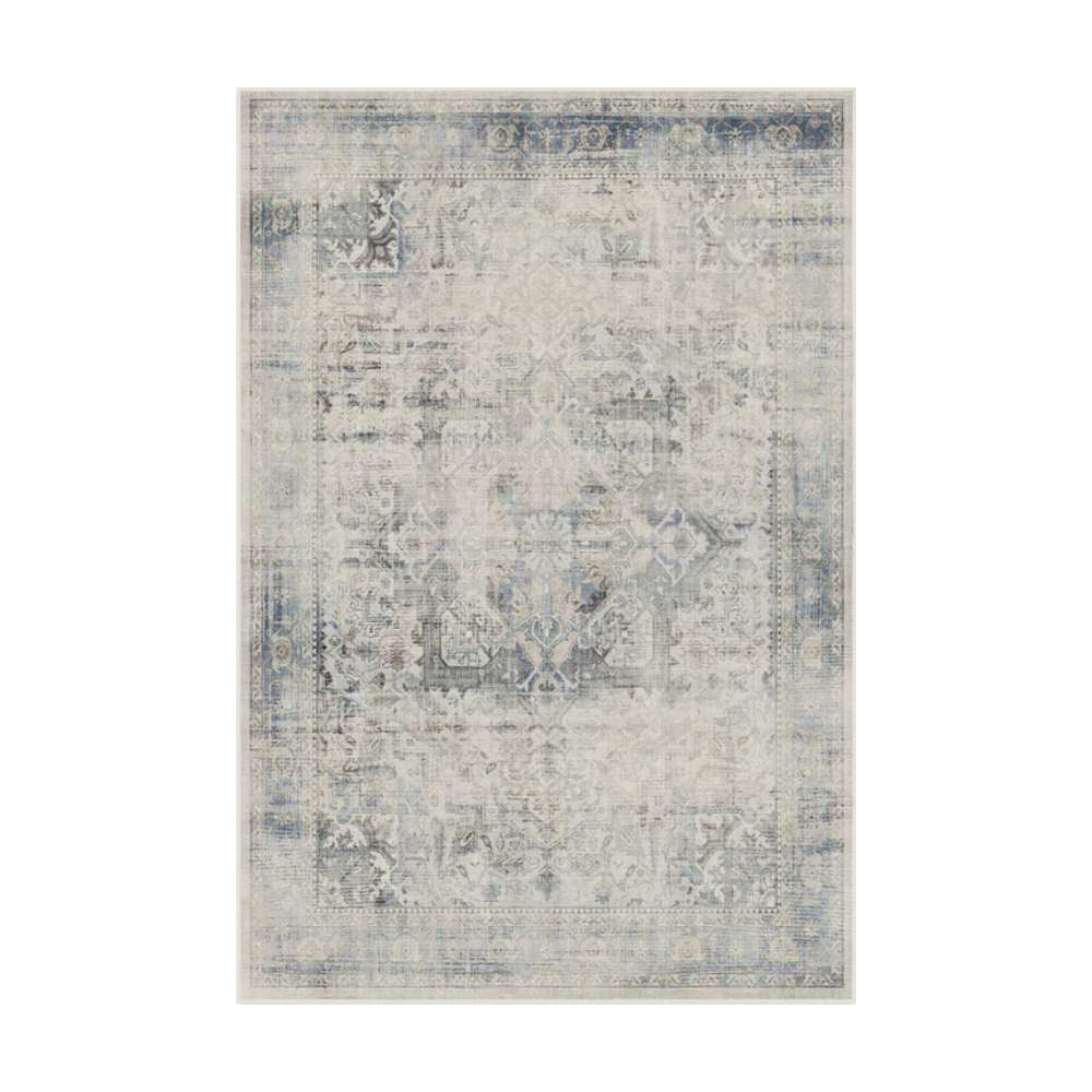 Eulalia vintage washable rug in gray and blue tones