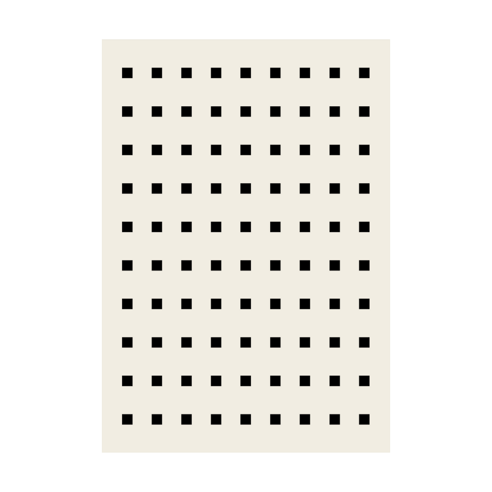 Cream rug with black square pattern, perfect for modern home decor.