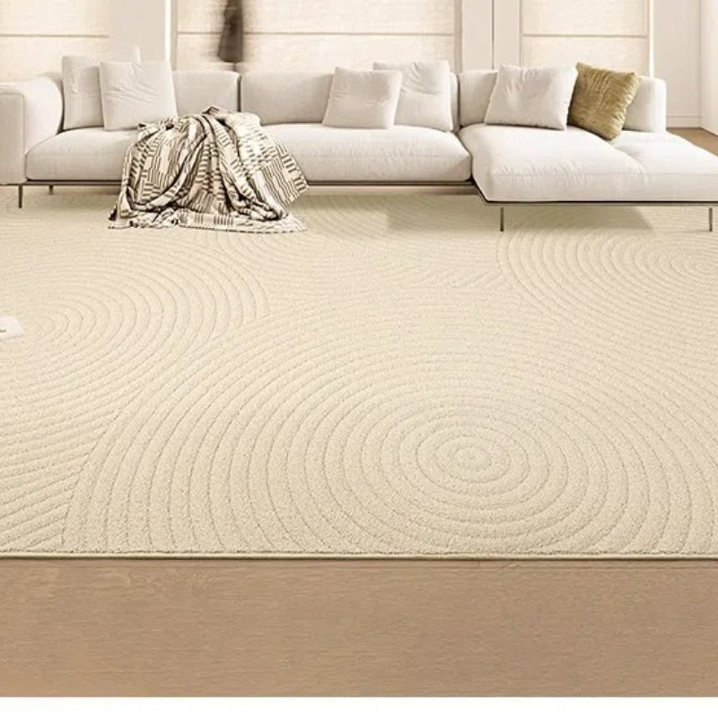 Radiant Echo Seren washable rug with subtle geometric circles in modern living room