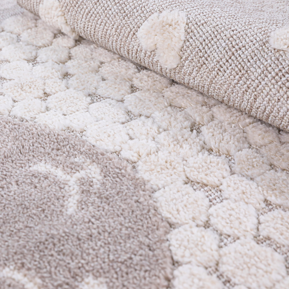 Quiet Reverie Sheep Woven Rug with soft textures and heart patterns for kids' spaces.