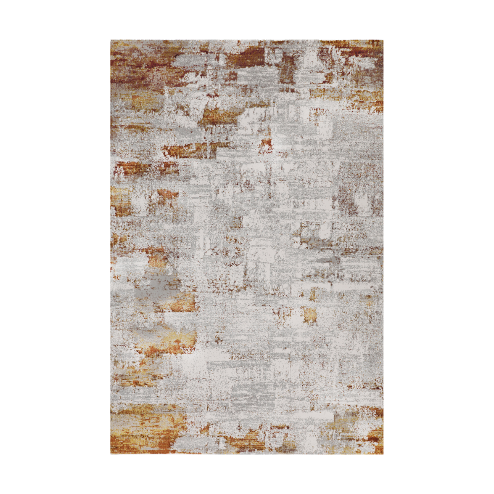 Willow Abstract Textured Rug in gray, white, and orange tones
