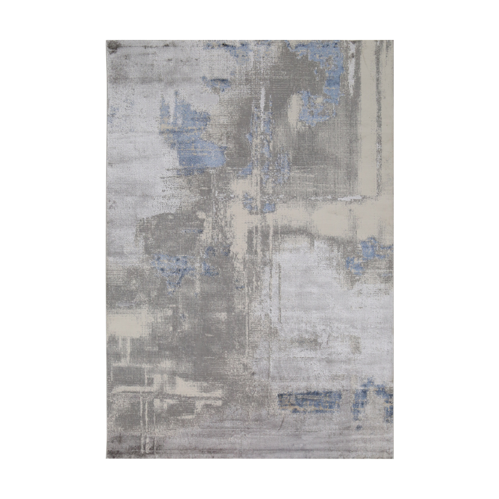 Reed Abstract Textured Rug in gray and blue, perfect for modern home decor.