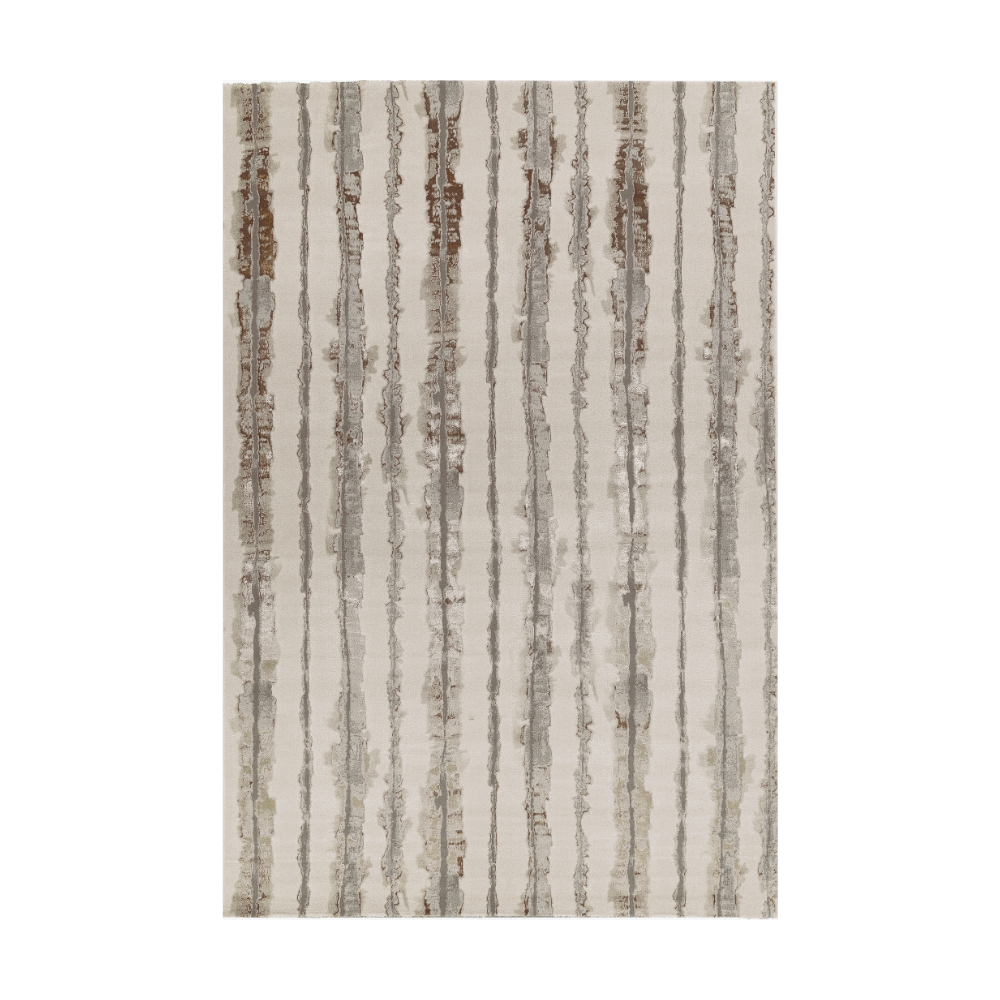Max Strip Textured Rug in neutral tones, ideal for stylish home decor.