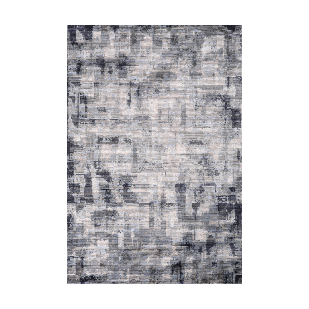 Sable Abstract Textured Rug in gray and cream for stylish home decor