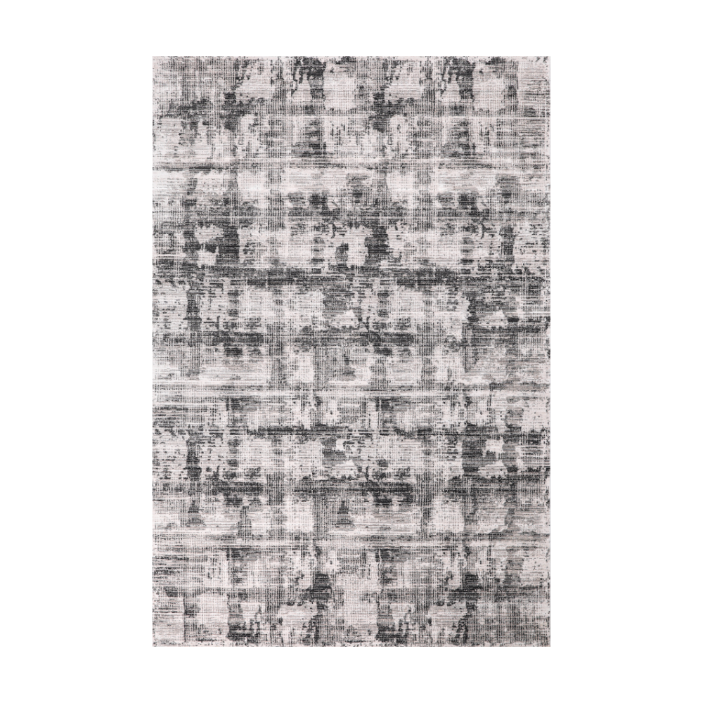 Luna Abstract Textured Rug in gray tones, perfect for modern home decor.