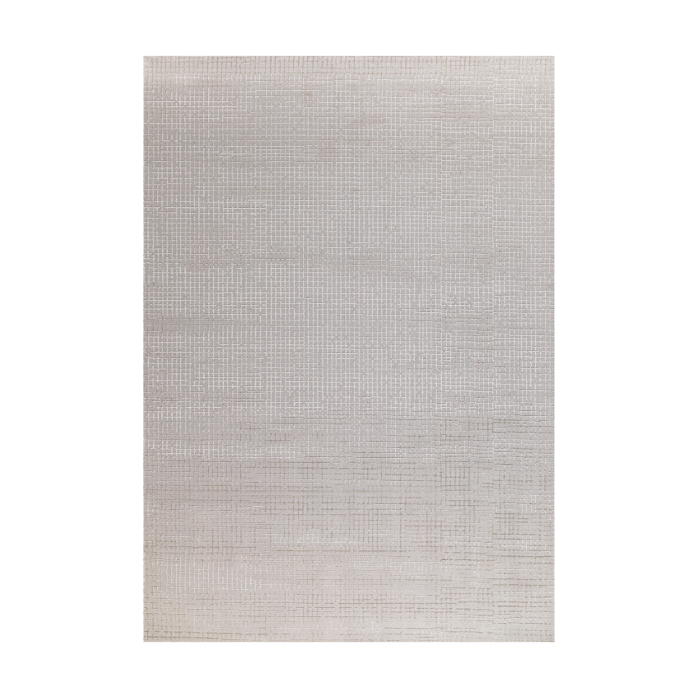Lyra Checkered Textured Rug in neutral tones, perfect for modern home decor.
