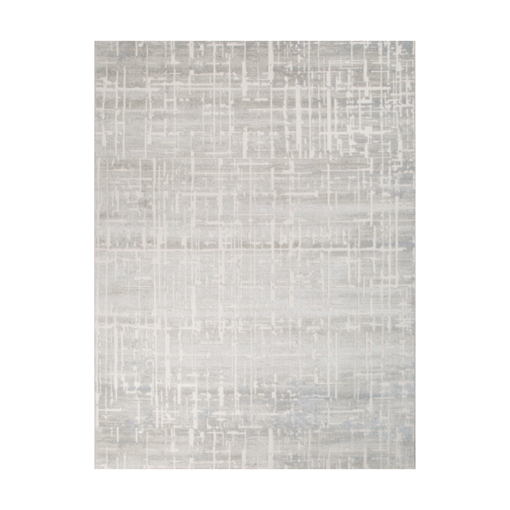 Fading Embers modern woven rug in gray and white design