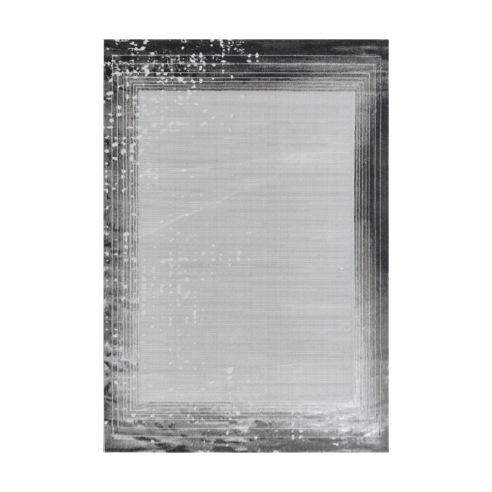 Freya Abstract Textured Rug in gray and silver, stylish and washable.