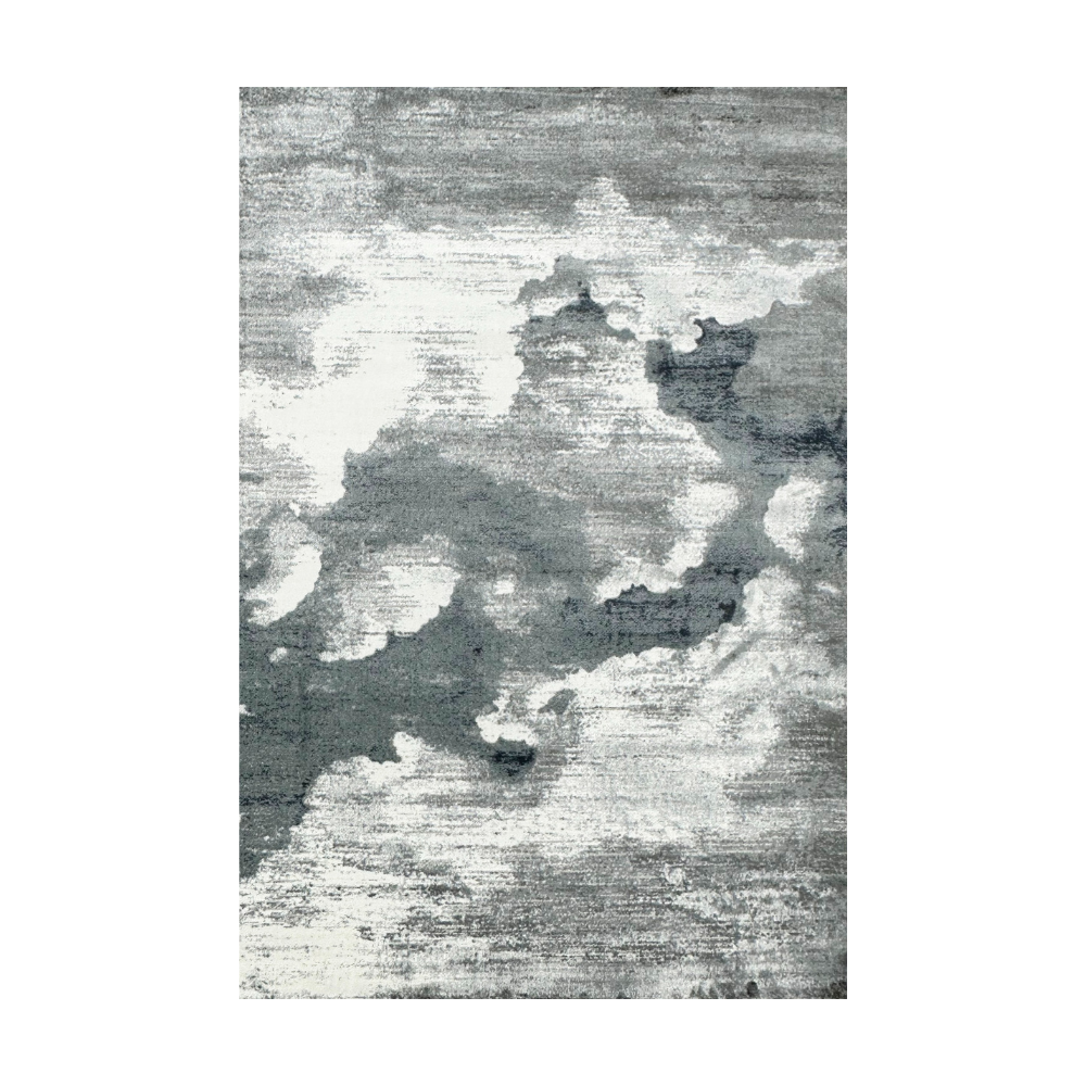 Zara Abstract Textured Rug in gray with cloud patterns