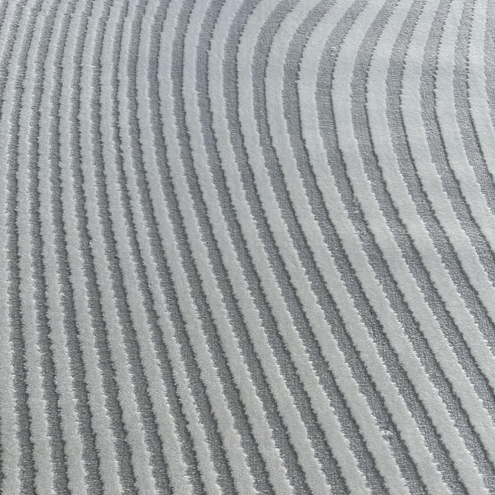 Gray Thalassa Stripes Textured Rug with wavy lines