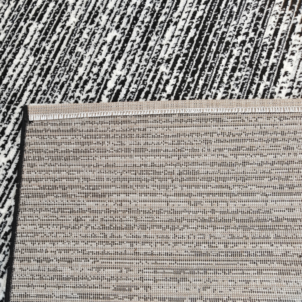Seraphina Stripes Textured Rug in beige and gray, ideal for modern home decor.