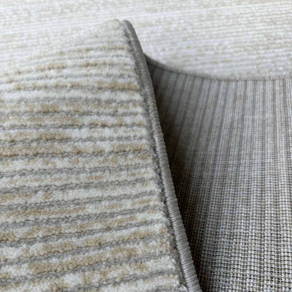 Textured Oberon Stripes washable rug in neutral colors