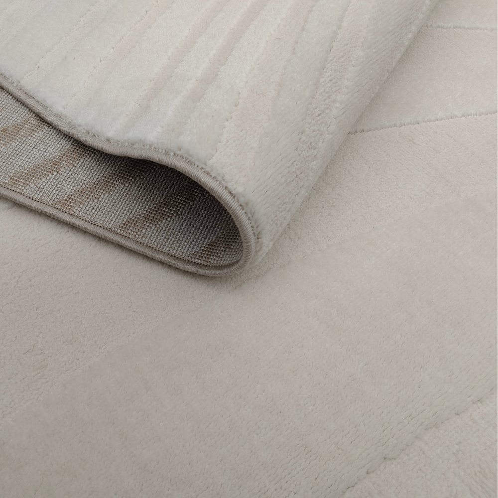 Beige textured rug with soft wave patterns for stylish home interiors