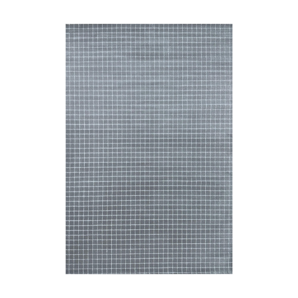 Zinnia geometric textured rug in gray with grid pattern