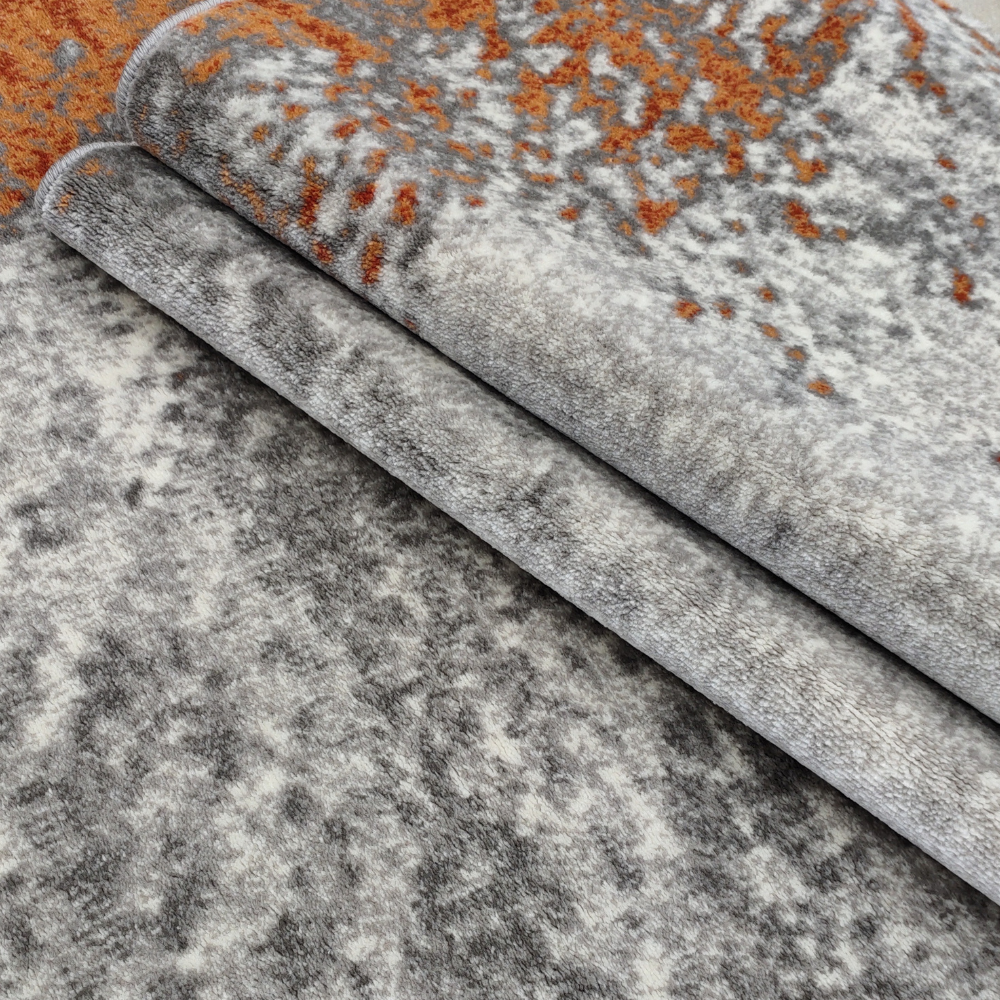 Gray and rust Astrid Abstract Textured Rug with a soft finish
