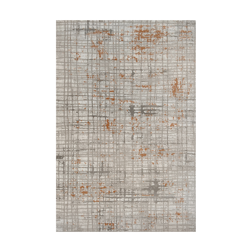 Soren Stripes Textured Rug in beige and rust tones