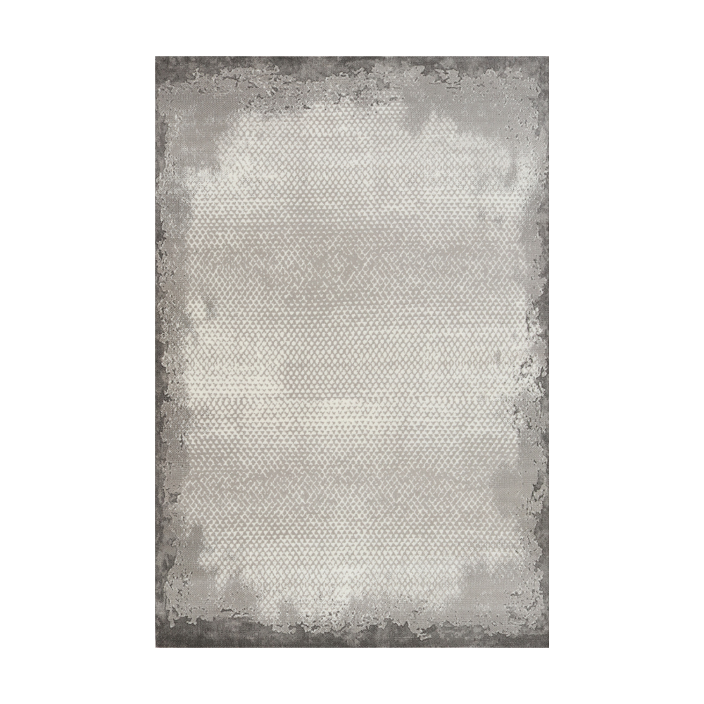 Thaddeus Abstract Textured Rug in grey, machine-washable and stylish.