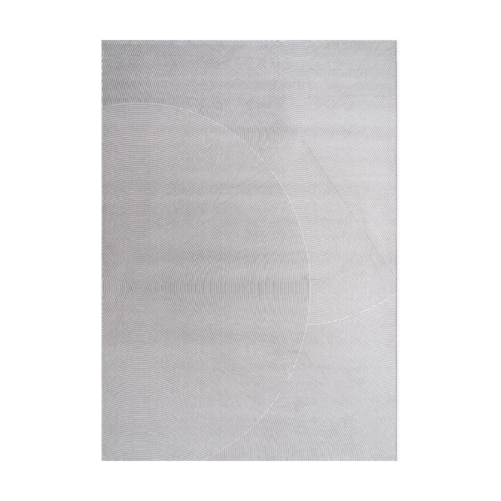 Slate modern textured rug with circular design in gray