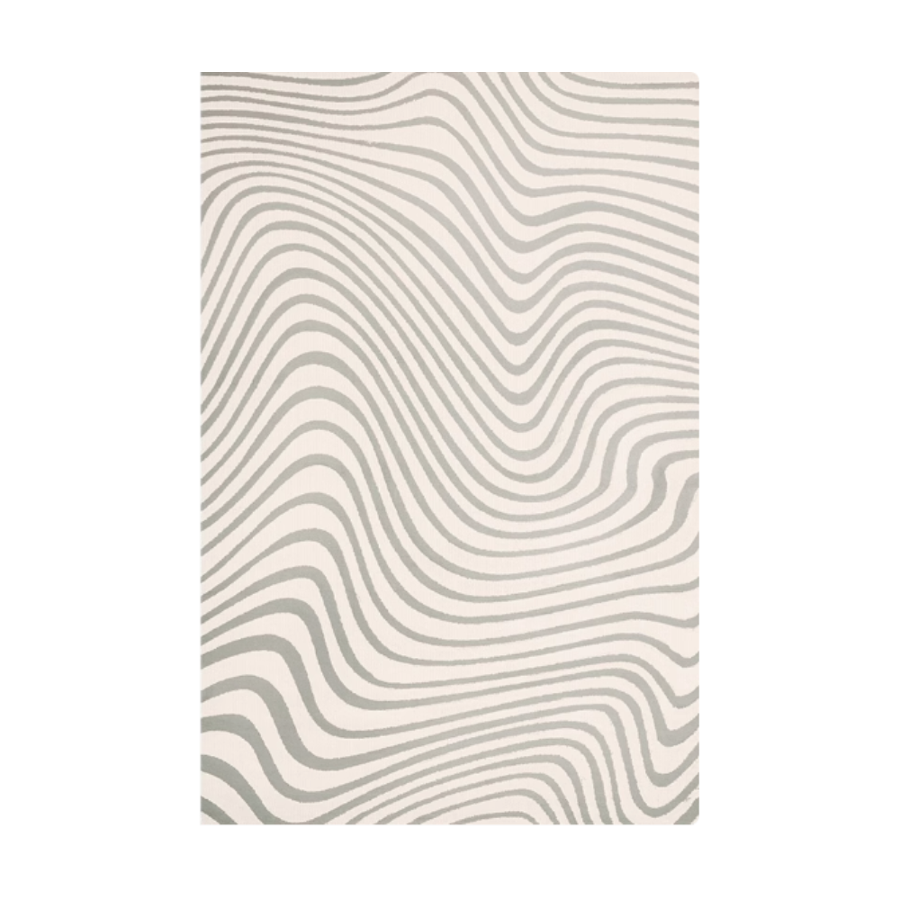 Rivu Stripe Textured Rug in neutral wavy pattern