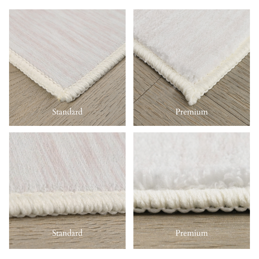 Orpheus Vintage Washable Rug edge details, standard vs premium finishes.
