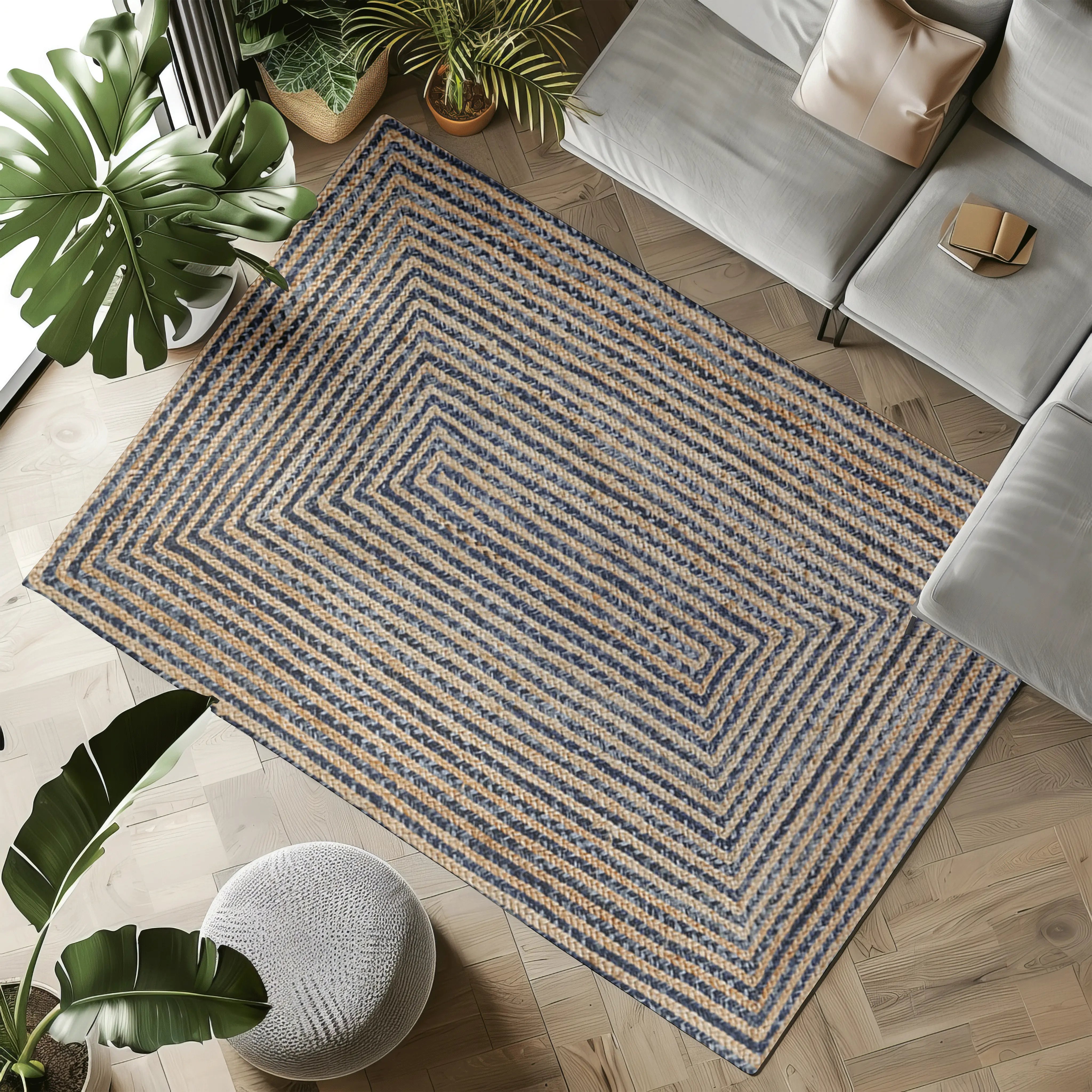 Eternal Waves vintage woven rug with striped design in natural hues