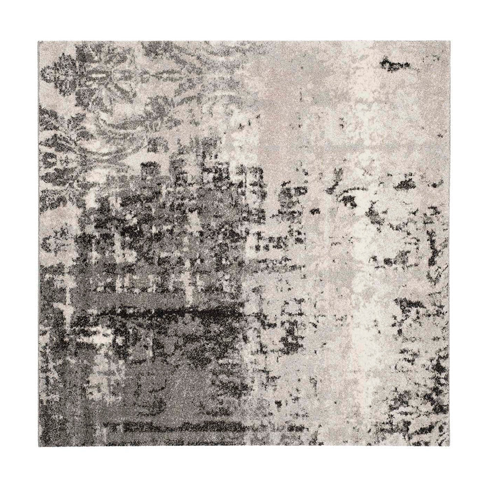 Skald Ink Pattern Classical Rug with elegant gray and beige textures, ideal for any room.