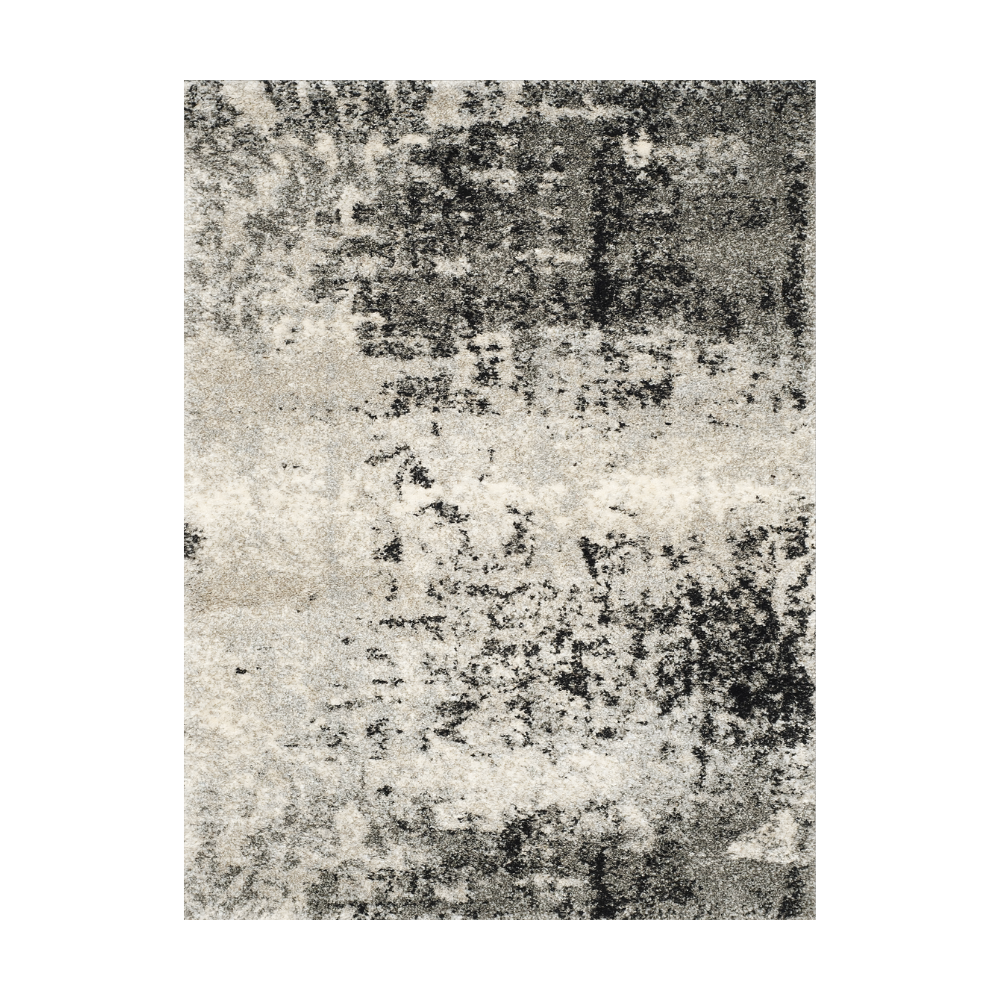 Skald Ink Pattern Classical Rug in gray and beige, stylish and washable.