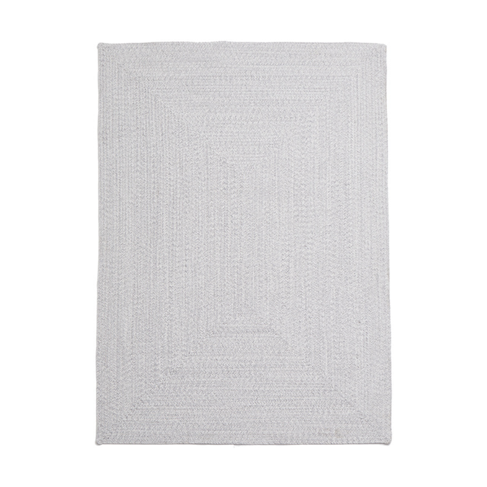 Whispers of the Wind grey outdoor woven rug, hand-woven, customizable size.