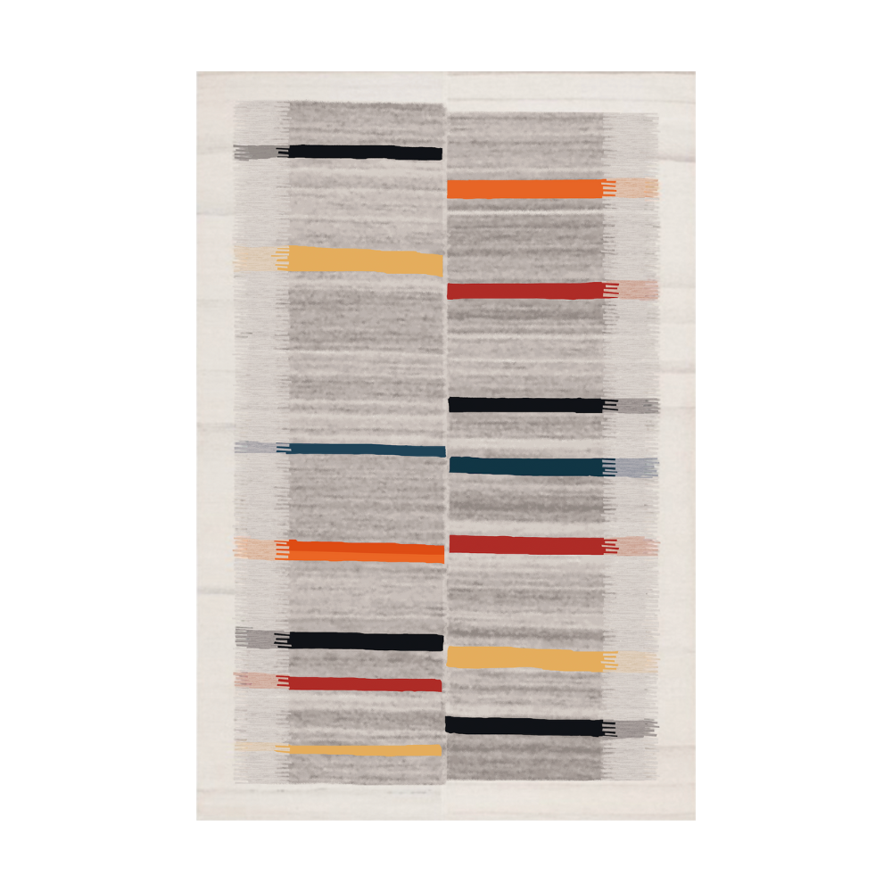 Dreamy Rainbow Stria rug with colorful stripes, perfect for modern decor.