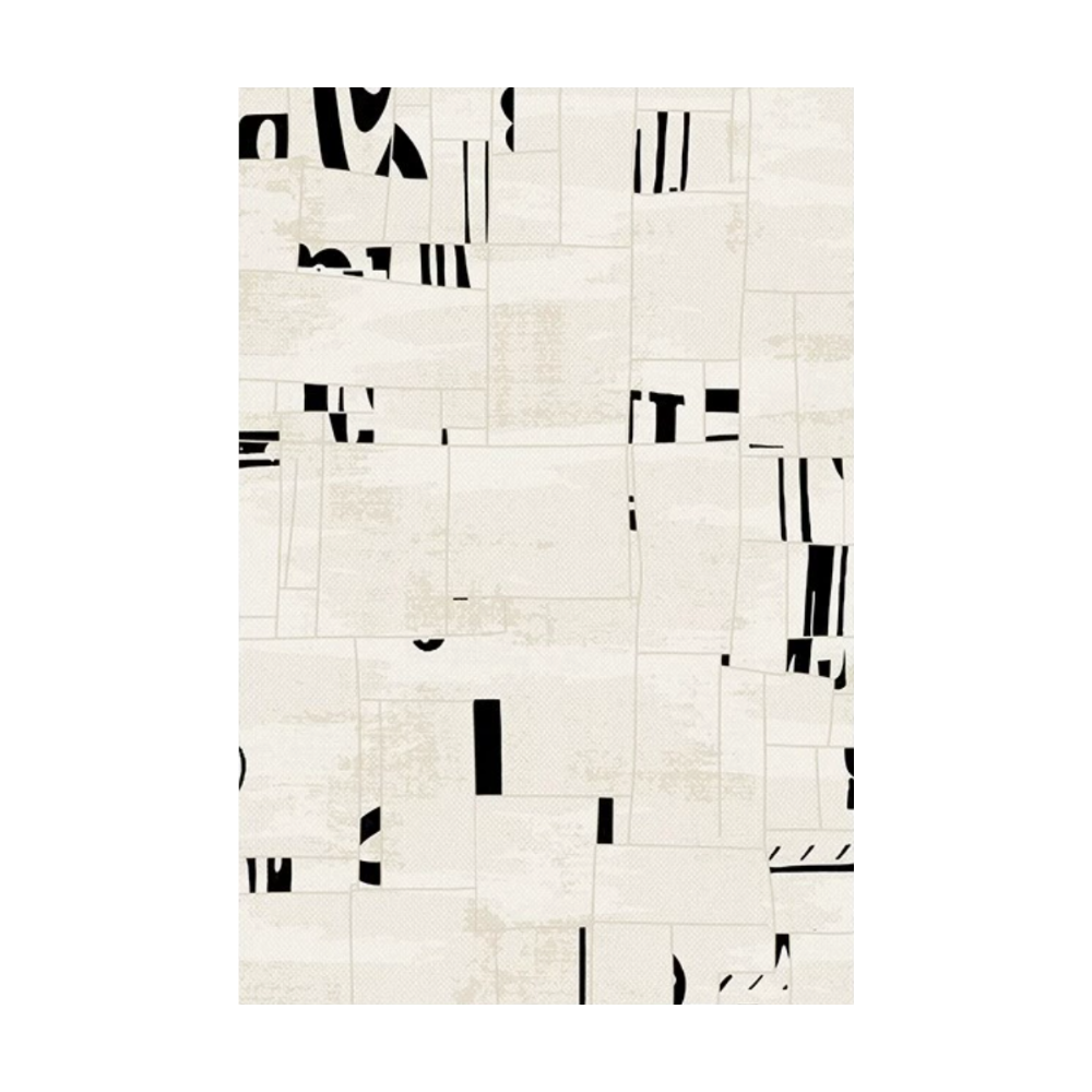 Amias Geometric Washable Rug in beige and black design