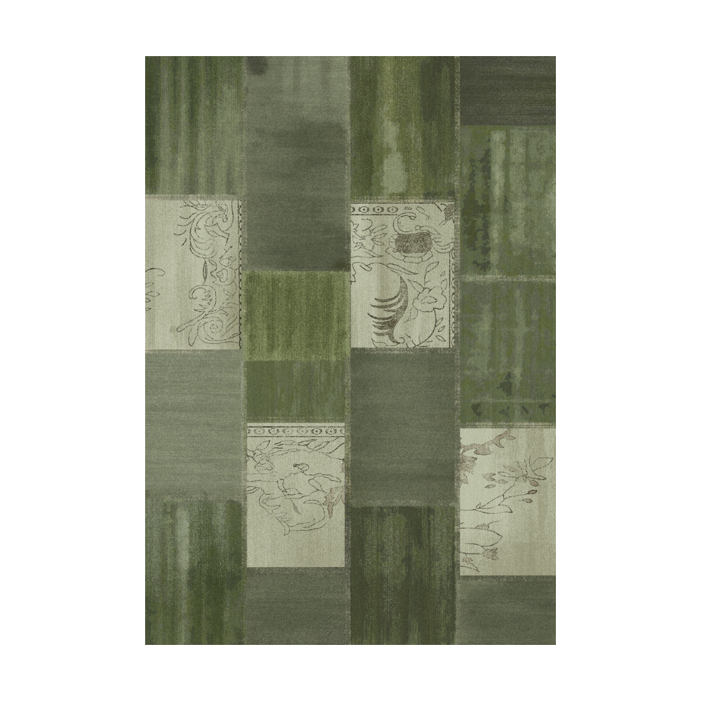 Cassiopeia geometric washable rug in green tones