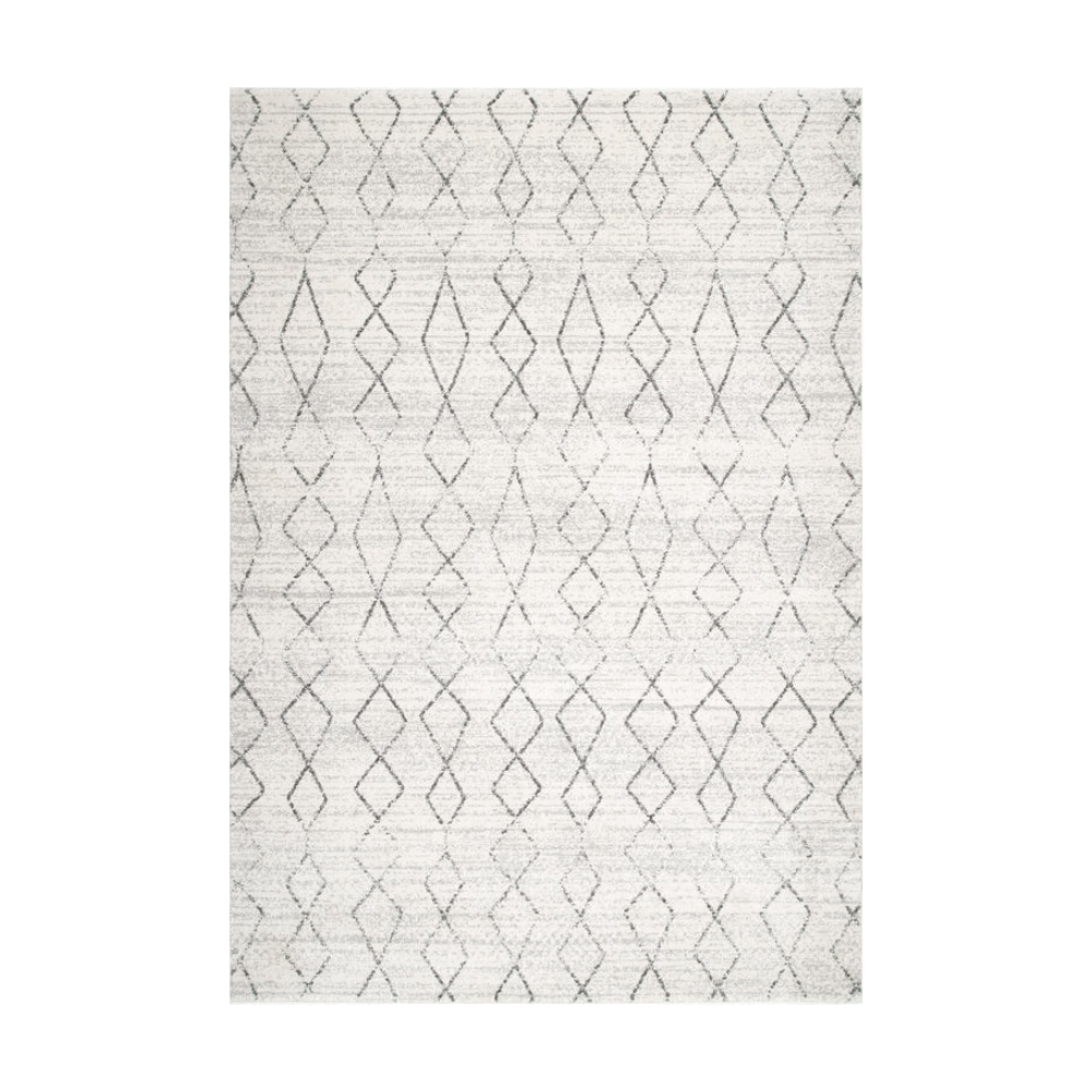 Cassian Moroccan washable rug with geometric diamond pattern in gray