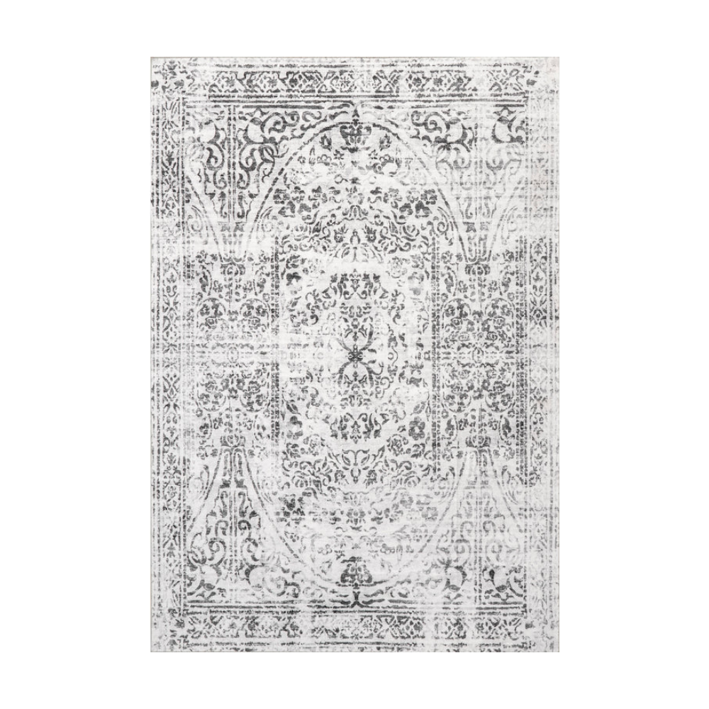 Anouk Persian washable rug with gray and white floral design