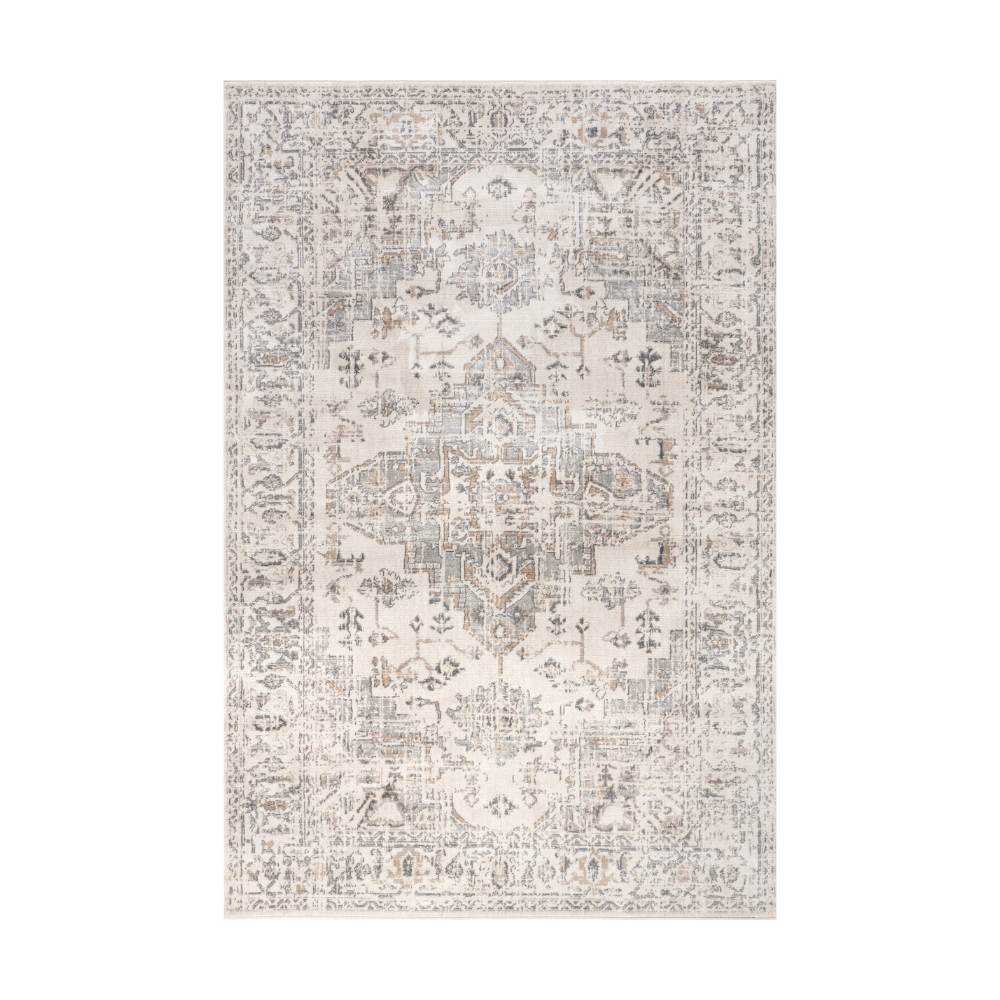 Helios Persian washable rug with intricate design in neutral colors