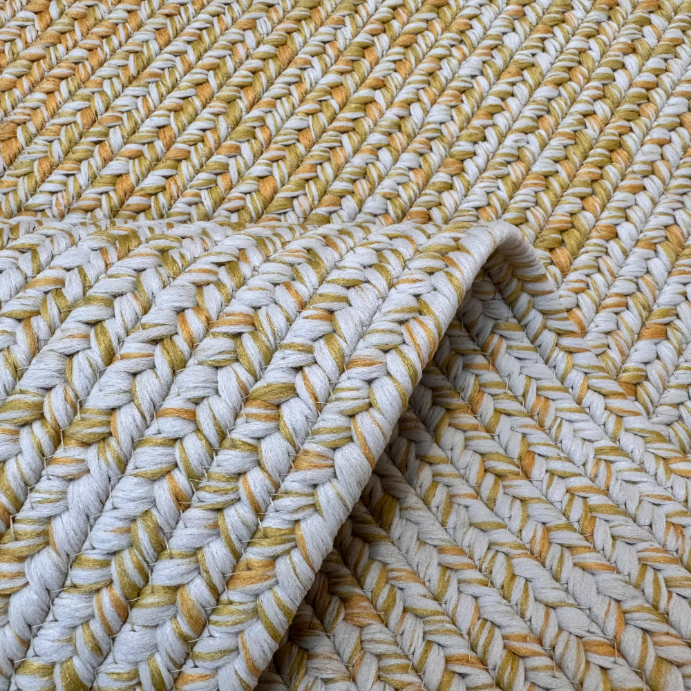 Frosted Twilight Vintage Woven Rug featuring yellow and cream woven patterns