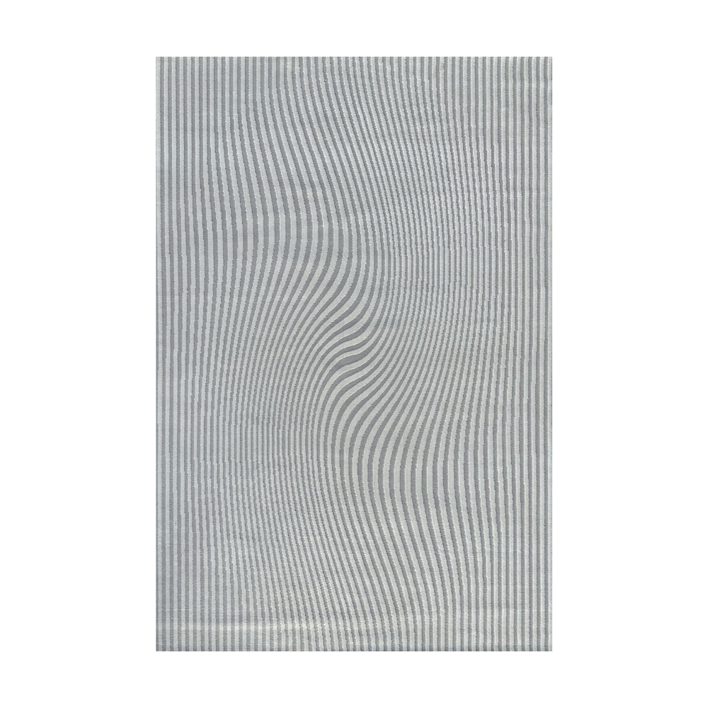 Thalassa Stripes Textured Rug in gray with wavy striped design