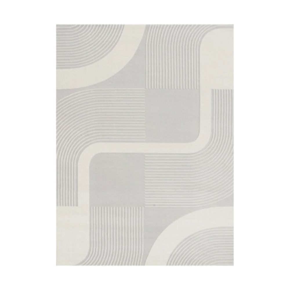 Blaze Stripes Textured Rug in gray and white geometric pattern
